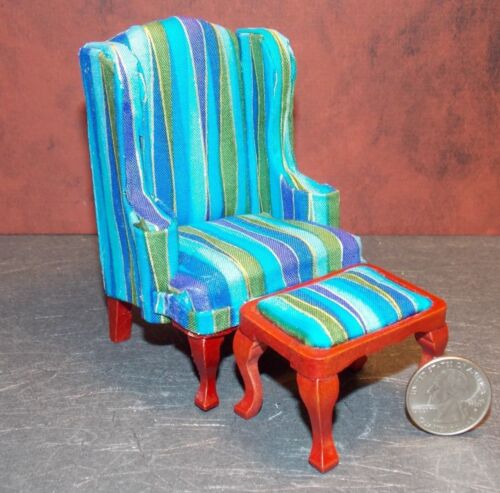Puppenhaus Miniatur Wohnzimmer Wingback Stuhl 1:12 Maßstab D183 Dollys Galerie - Bild 1 von 3