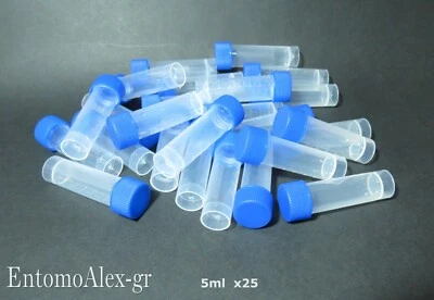 provette graduate Polipropilene 5ml x25 fiale plastica tappo vite analisi LABOR.