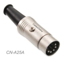 Din 5-pin Male Silver-plated Contacts Metal Body Solder Type Connector Cn-d25a