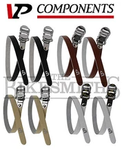 VP-715 Premium Leather Toe Straps track road bike fit MKS pedal clips AsstColors