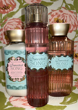 Bath  Body Works Sweetest Song Mist  Body Wash  Nourishing Body Lotion Set