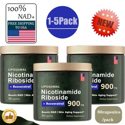 900mg Nicotinamide Riboside+Resveratrol NAD+ Anti-Aging Supplement Liposomal 80P