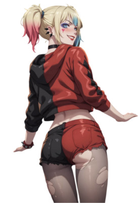 Harley Quinn Suicide Squad Isekai Waifu Weatherproof Anime Sticker 6'' Car Decal