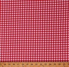 Cotton 1/4" Gingham Plaid Patterned Red White Fabric Print by Yard D367.61