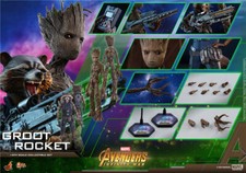 New Hot Toys MMS476 Avengers: Infinity War Groot & Rocket 1/6 Figures Set