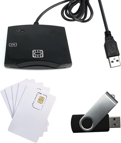 Smart Chip EMV SIM eID Card Reader Writer Programmer W/5pcs Blank Programable