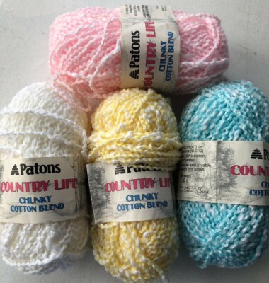 Patons Country Life Chunky Cotton Blend Yarn ~Vintage ~Soft
