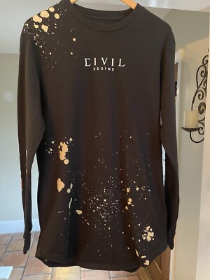 Civil Regime Through Hell & Back Long Sleeve T Shirt Size Large Men Bleach Wash