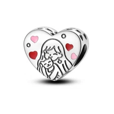 MULA Original Pink Cat Girl Love DIY Charm Fit Lady Bracelet 925 Silver Plated