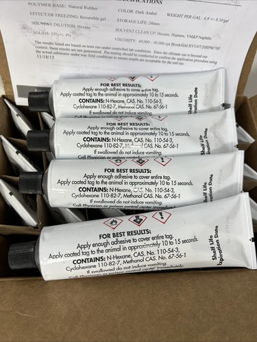 (4) Steven Industries Adhesive, Cattle & Swine Backtag Cement, 5 Fl Oz PS 6681M6