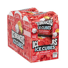 ICE BREAKERS Ice Cubes Fruit Punch Sugar Free Chewing Gum Bottles 3.24 Oz 6 Cou