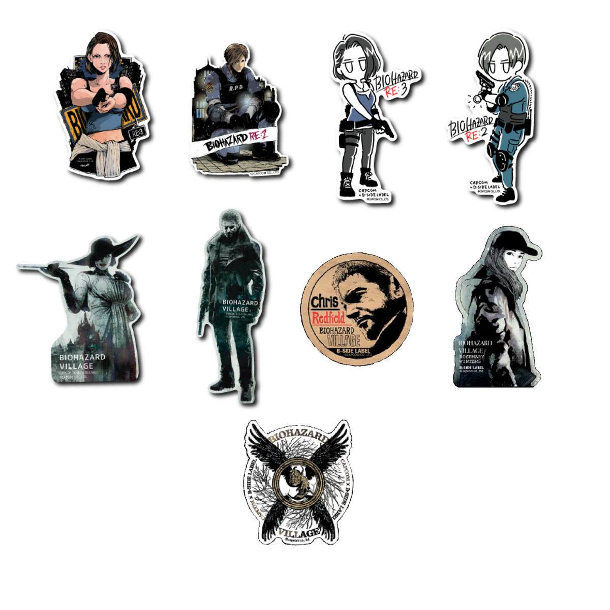 バイオハザード RE:2 B-SIDE LABEL ビーサイドレーベル Capcom resident evil 7,RE2,RE3 B-SIDE LABEL Sticker 9 types Japan