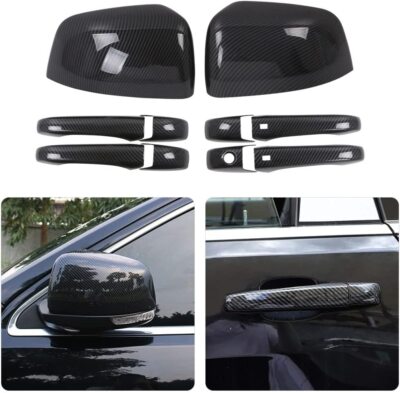 Carbon Fiber Style Side Door Mirror Visor Molding Trim – Fits Dodge Durango 2011 – Left & Right