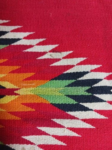 Vintage Chimayo Rot 100% Wolle Weben Textil Tischset Fransen Museum PC - Bild 8 von 17