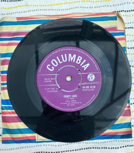 Paul Anka Crazy Love / Let the Bells Keep Ringing Single Vinyl Record | Columbia - Picture 3 of 5