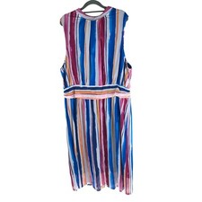Leota Womens Midi Mesh Dress Striped Sleeveless Pleated Front Multicolor 3X