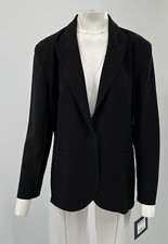 Norma Kamali Black Single Breasted Stretch Blazer w/ Shoulder Pads sz L/40 NWT