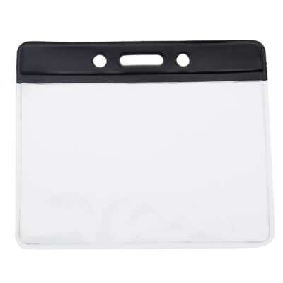 100 Horizontal Badge Holders - Color Bar Top - 3 1/2 x 2 1/4 Vinyl ID Protector