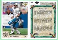 1992 Upper Deck Football Warren Moon #304 Houston Oilers - Season Leaders👌