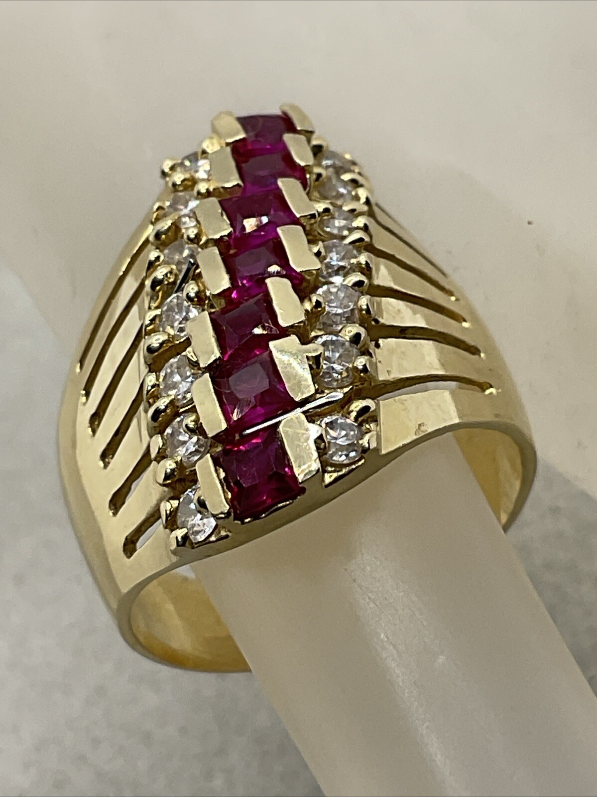 IMPRESSIVE Solid 14K Yellow Gold Princess Cut Cre… - image 13