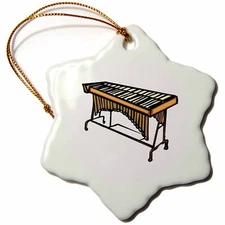 3dRose vibraphone simple instrument design 3 inch Snowflake Porcelain Ornament