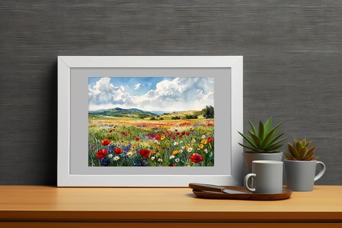 Wildflower Meadow View 5"x7" Print on Matte Paper | Joyful Watercolor Art - Picture 6 of 17