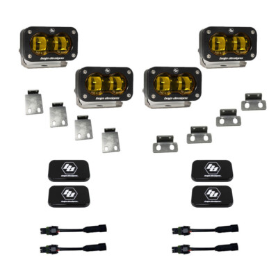 Baja Designs 448171 Raptor S2 Amber SAE Dual Fog Pocket Kit For 21-23 Ford F-150
