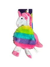 Vibrant Life Pet Unicorn Cozy Flat Stuffingless Buddy Squeaker & Crinkle Rainbow