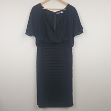 Mint Velvet Dress Womens UK 14 Black Wrap Front Bandage Evening Cocktail Party