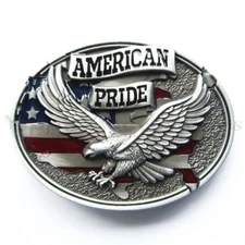 American Pride Flag w/ Eagle Metal Fashion Belt Buckle