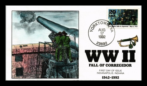 DR JIM STAMPS US COVER WWII FALL OF CORREGIDOR FDC COLLINS HAND PAINTED