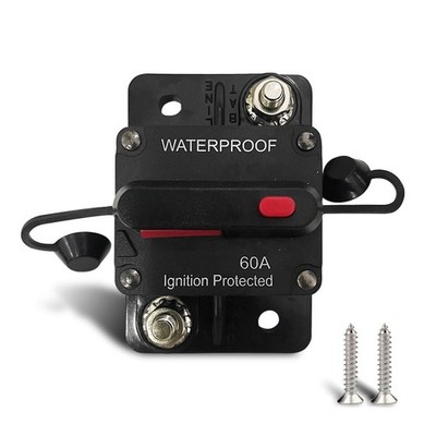 60Amp Circuit Breaker, DC 12V-48V Waterproof Inline Fuse with Manual Reset Sw...