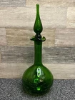 BLENKO Art Glass Wayne Husted #37 Crackle Green Decanter 13.5” 1962 MCM