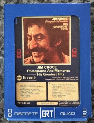 Jim Croce - Greatest Hits Quad 8-Track Tape - Rebuilt/Play Tested With Slip Case