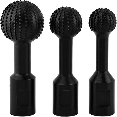 3PCS Sphere Rotary Burr Set - 5/8-11 Thread Ball Gouge Attachments for 4-1/2'' &