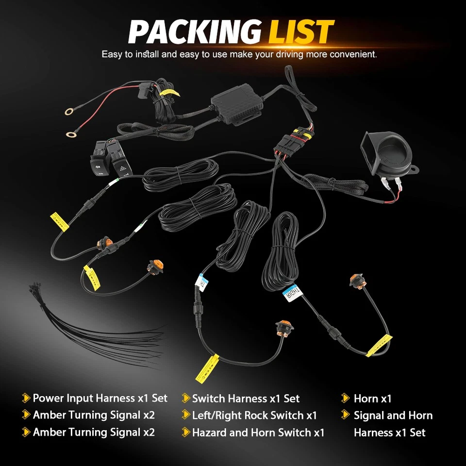 For CFMOTO Uforce 1000 XL 800 600 UTV LED Turn Signals + Horn Rocker Switch Kit - Image 4 of 4