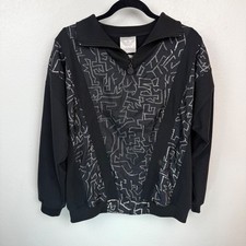 Vintage adidas Trefoil 80s Track Jacket S/M Black Silver Glitter Streetwear