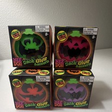 Set of 4 Nee Doh Jack-Glow Lantern Glow in the Dark Squeeze Ball