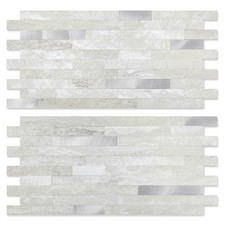 Yipscazo 40 Sheets Peel and Stick Stone Metal Backsplash, PVC Wall Tiles Stic...
