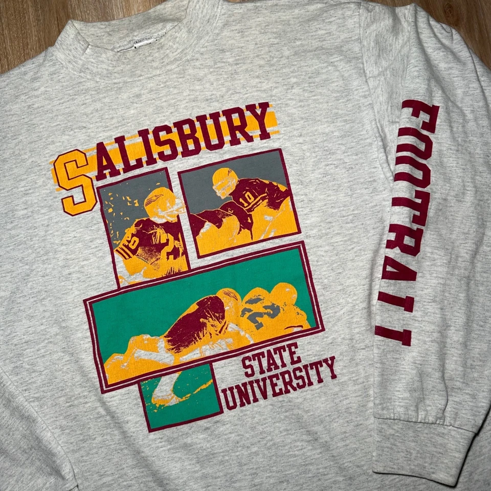 Camisa De Colección Años 90 Salisbury State University Fútbol Manga Larga Para Hombre M Gris Foto 2 de 4