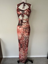 NWT PrettyLittleThing Semi-sheer Cutout Maxi Dress, Size 4