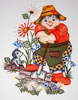 Plauener Spitze Fensterbild GäRtner 30Cm Fensterdekoration Sommer Fensterschmuck