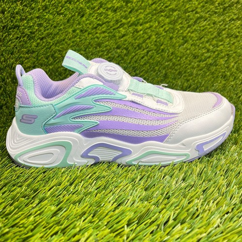 Skechers D'Lites Sporty Girls Size 3Y White Purple Blue Running Shoes Sneakers