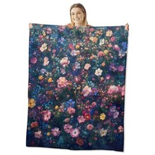 Wildflower Field Flannel Throw Blanket 60x50 Inch, Colorful 50"x60" Flower01