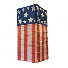 VTG Patriotic American Flag Accordion Paper Lantern Hanging Decor Red White Blue