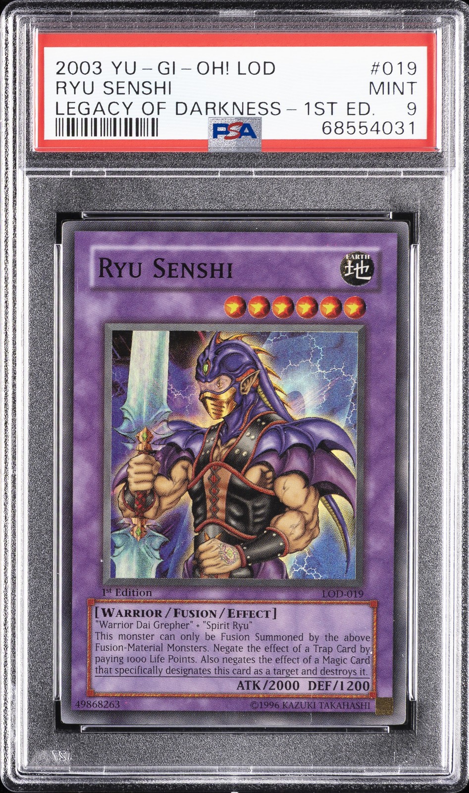 2003 YU-GI-OH! LOD-LEGACY OF DARKNESS 1ST EDITION #019 RYU SENSHI PSA 9