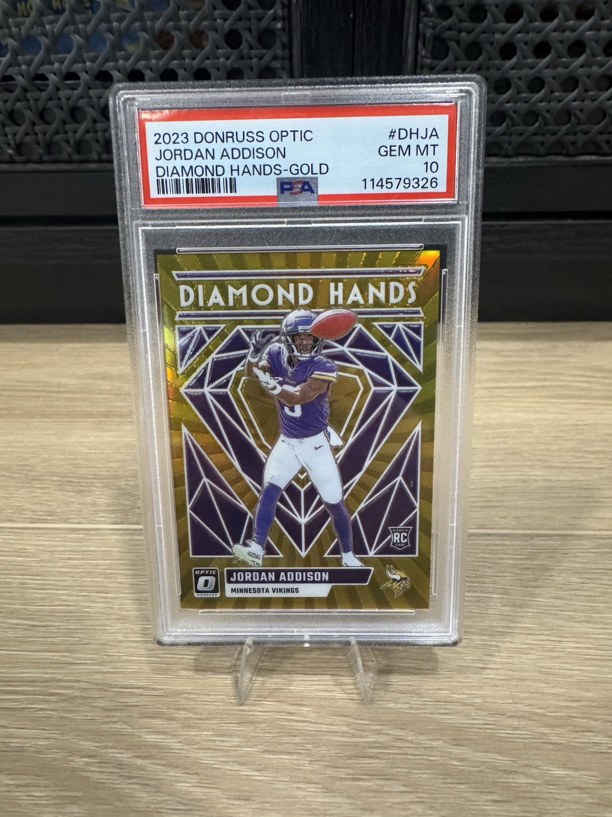 2023 Donruss Optic Jordan Addison Diamond Hands RC Gold #6/10 PSA 10