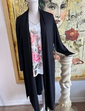 Marla Wynne WynneLayers Cardigan Black L Knit Duster Topper Shirt New