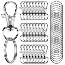 50PCS Metal Lobster Claw Clasp with Key Rings, 25PCS Keychains Clips Hooks an...