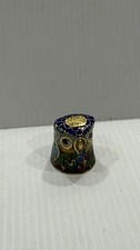 Vintage Chinese Cloisonne Enamel Bird Thimble Brass Collectible